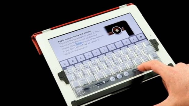 The TouchFire keyboard simply clips on to the face of the iPad.