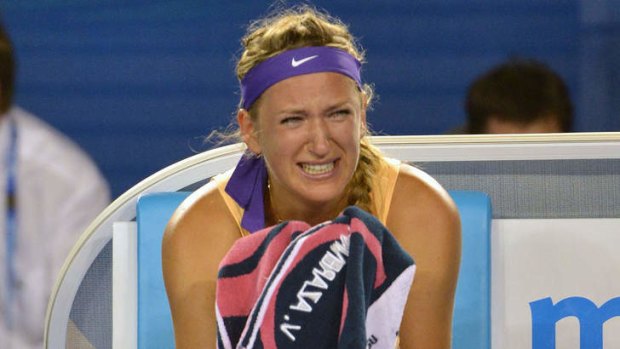 Emotional final: Victoria Azarenka in tears after the win but she recovered to wish the crowd a happy Australia Day.