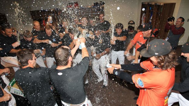 Party time back in the clubhouse.