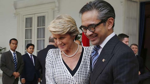 Must avoid long term damage: Australia's Foreign Minister Julie Bishop with her Indonesian counterpart, Marty Natalegawa.