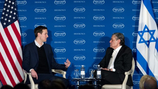 Jared Kushner, accompanied by Saban Forum chairman Him Saban, said he didn't want to upstage his father-in-law by making an announcement about the Middle East.