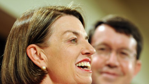 Elected Premier in her own right, Queensland's Anna Bligh with her deputy, Paul Lucas.