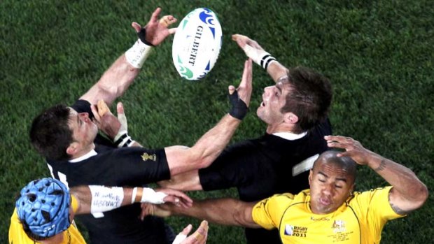 A step ahead ... The Wallabies were outplayed by the All Blacks.