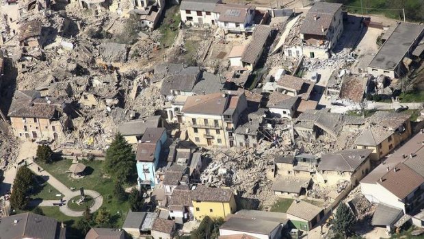 Disaster ... an aerial view of L'Aquila after the 2009 earthquake that killed more than 300 people.