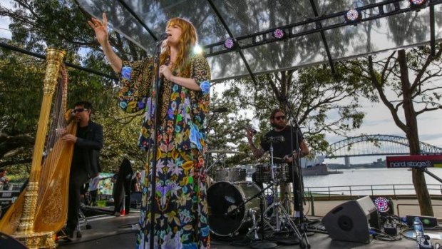 Florence + the Machine during their performance at Mrs Macquaries Chair in Sydney.