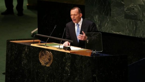 Prime Minister Tony Abbott pictured at the UN General Assembly in New York.