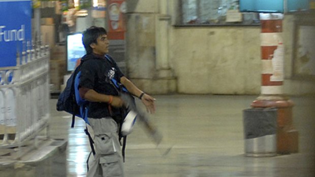 Ajmal Amir Kasab during the attack on Mumbai in 2008.