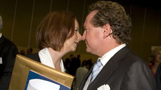 Locking horns ... PM Julia Gillard and Andrew 'Twiggy' Forrest.