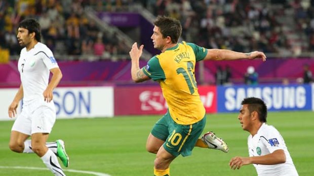 Harry Kewell puts Australia in front after just five minutes.