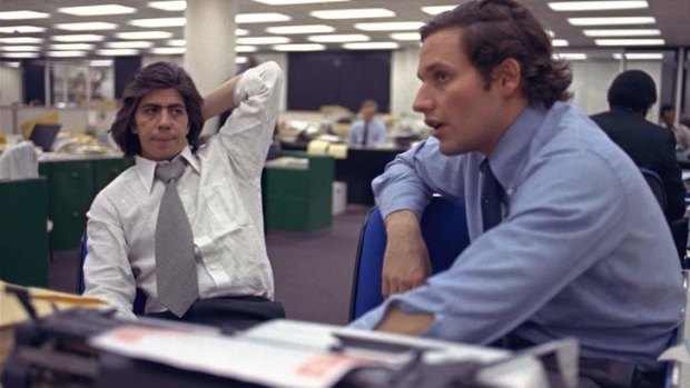 Watergate: Carl Bernstein and Bob Woodward at the newsroom.