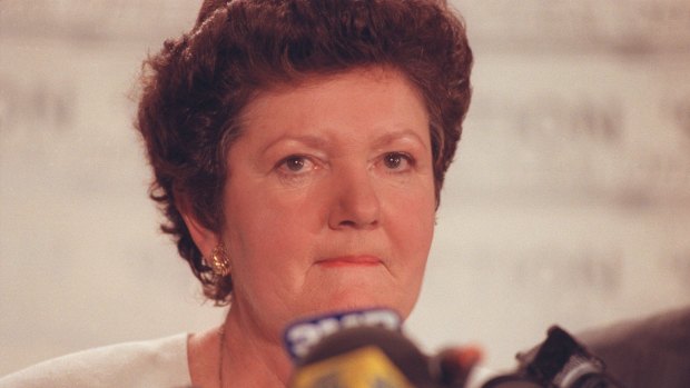 Joan Kirner concedes defeat at the tally room in October 1992.