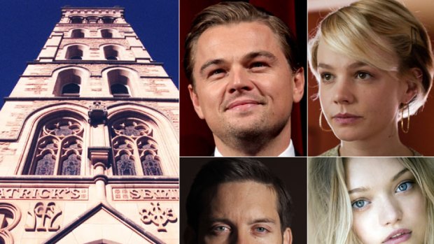 The former St Patrick’s Seminary will be the setting for <i>The Great Gatsby</i> this week, with stars including, from top left  Leonardo DiCaprio, Carey Mulligan, Tobey Maguire and Gemma Ward.