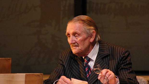 Ronald Falk as Edward 'Weary' Dunlop in a scene from the play <i>Weary</I> at the Athanaeum Theatre.
