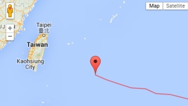 A Google Maps view of Soudelor's trajectory.