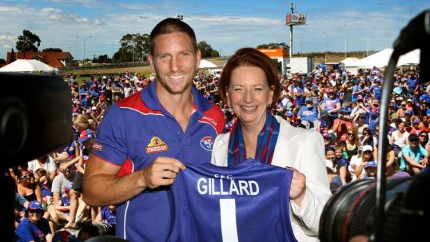 Julia Gillard was honoured as the Western Bulldogs No.1 ticketholder.