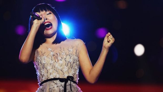 Christmas message: Singer Dami Im performs at her second Carols in the Domain on Saturday night.