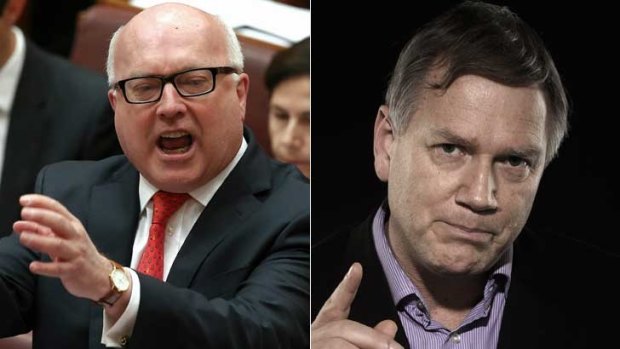 George Brandis, left, and Andrew Bolt.