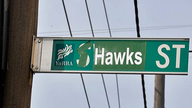 Hawthorn pranksters at work: Swan Street, near the MCG, became Hawk Street. Yarra Council is reportedly tolerating the crime until the end of the game.