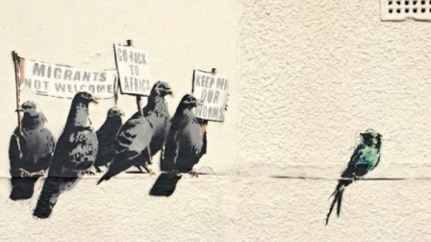 Banksy artwork in Clacton-on-Sea which received complaints of "racism".