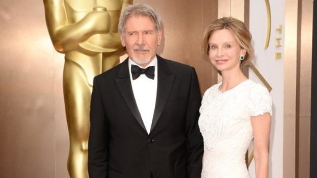 Harrison Ford with Calista Flockhart at the 2014 Oscars.