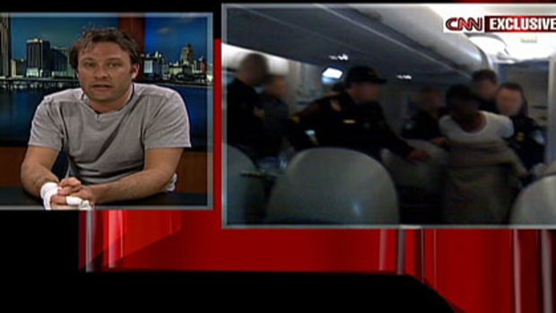 Jasper Schuringa ... interviewed on television about his actions on the plane.