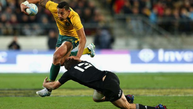 Parent trap: Israel Folau was found to be ineligible to play for New Zealand immediately, scuppering the Kiwis' chances of poaching the league-rules convert.