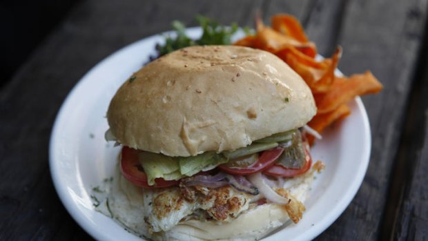 The barramundi burger from Hooked Healthy Seafood in Windsor.