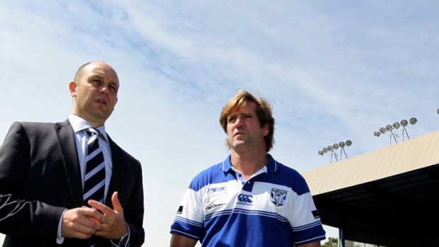 Formidable team &#8230; Bulldogs CEO Todd Greenberg brought on coach Des Hasler to put the team back in the winners' circle.