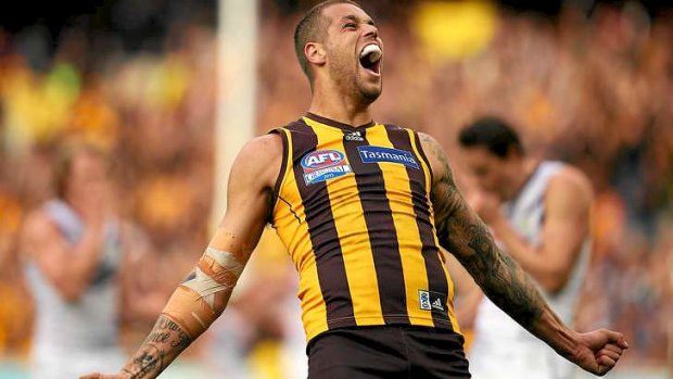 Swans bound: Lance Franklin of the Hawks.