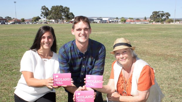 Hannah Soteriou, Tim Clifford MLC and Steve Howlet with the postcards.