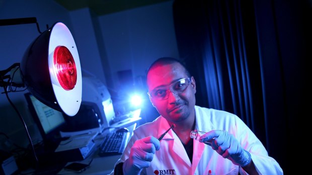 RMIT University researcher Dr Rajesh Ramanathan in his nanotechnology lab.