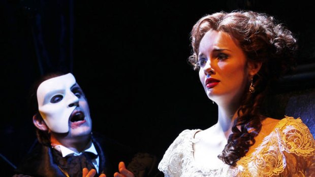 Ben Lewis and Anna O'Byrne star as The Phantom and Christine in the Sydney production of <i>Love Never Dies</i>.