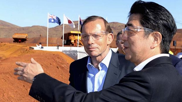 Australian Prime Minister Tony Abbott and Japanese Prime Minister Shinzo Abe.