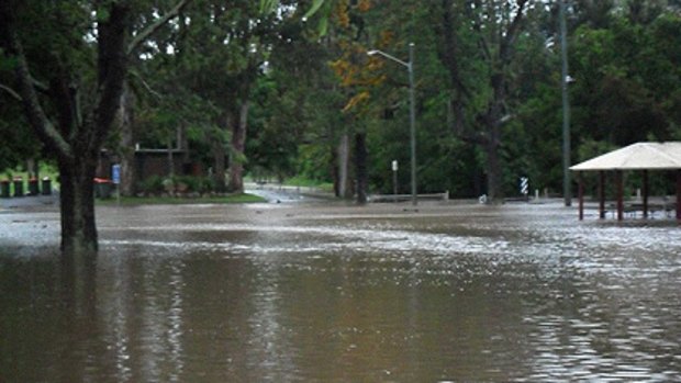 A brisbanetimes.com.au reader's photo of flooding in Kilcoy late yesterday.