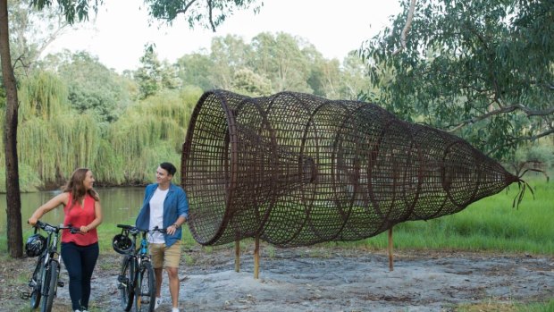 Albury Wodonga's scenic Yindyamarra Sculpture walk.