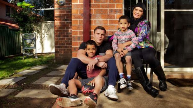 Family matters: James Roberts with his mother Zianna and brothers Jamiel, 5, and Michael, 9, at their home in Penrith.