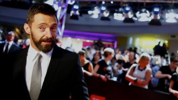Hugh Jackman on the red carpet for the latest X-Men movie.