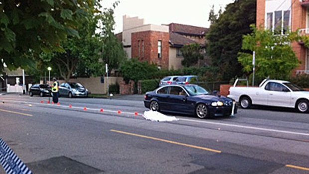 The scene of the collision on Malvern Road in Toorak this morning.