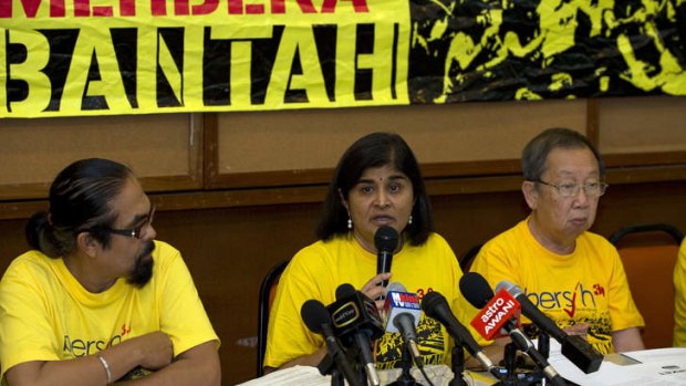 Deep divisions: Ambiga Sreenevasan, leader of electoral reform pressure group Bersih 2.0, addresses the media.