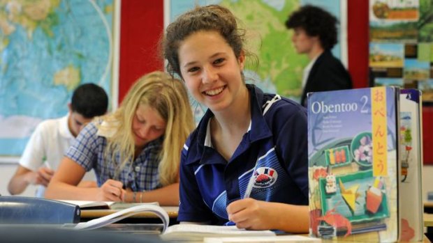 Noemie Huttner-Koros, a student at Telopea Park School, is fluent in French and is learning Japanese, which is the most popular Asian language in Australian schools.