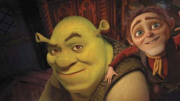 Time out from the dirty nappies ... Shrek makes a pact with Rumpelstiltskin in what has been declared the last instalment in the cartoon series.
