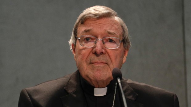 Cardinal George Pell speaking to the media in Rome, after he was charged.