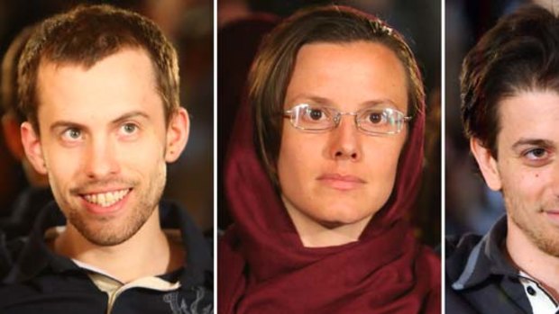 Shane Bauer, Sarah Shourd and Josh Fattal during a meeting with their mothers in Tehran on May 20, 2010.