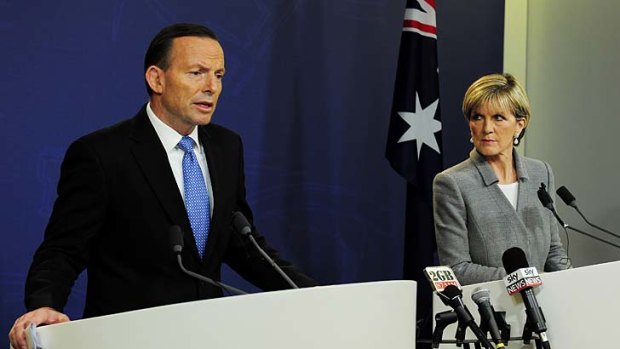 Diplomacy: Prime Minister Tony Abbott and Foreign Minister Julie Bishop.