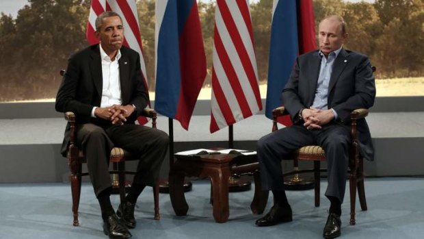 US President Barack Obama meets with Russian President Vladimir Putin during the G8 Summit at Lough Erne in Enniskillen,  Northern Ireland, this year.