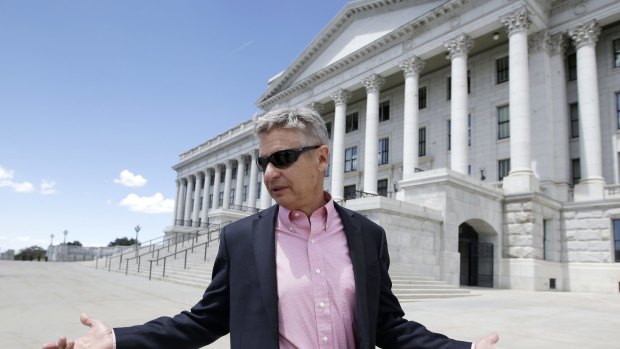 Gary Johnson leaves the Utah State Capitol after meeting with with legislators.