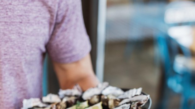 Get Shucked oysters at Great Bay on Bruny Island.