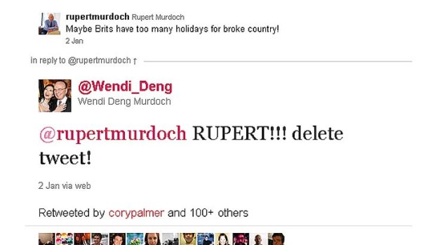 Delete it Rupert ... the tweet which grabbed the blogosphere's attention.
