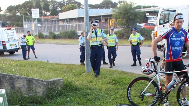 Damaged bikes ... three cyclists have been injured.