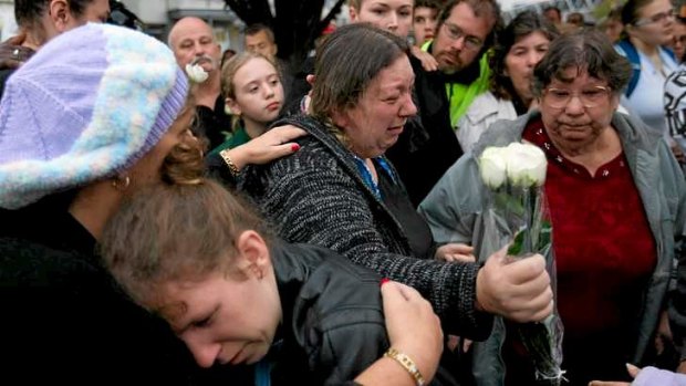 Family members and friends of Fiona Warzywoda at a vigil in the very spot she was allegedly killed by her de facto in Sunshine.